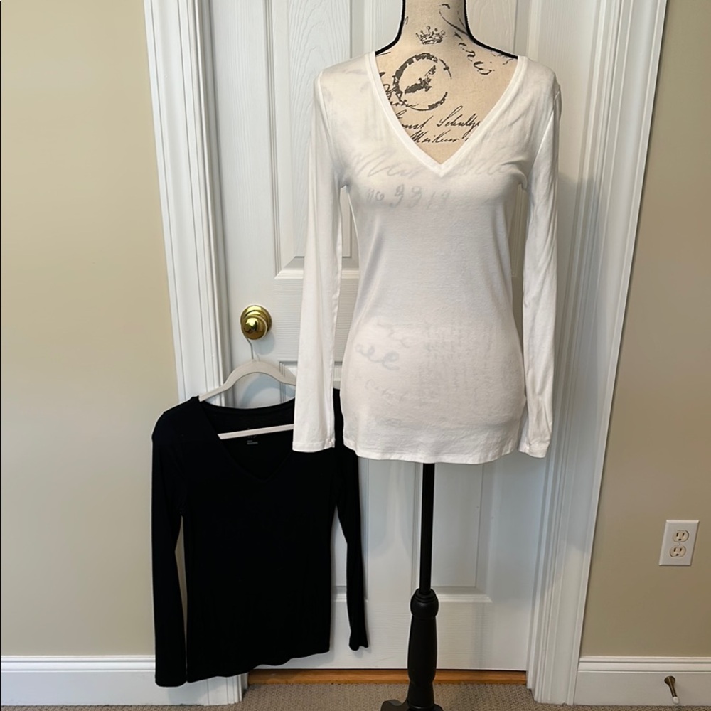 Two V neck tshirts Black and White